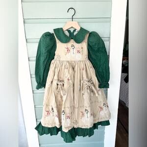 Vintage Daisy kingdom let it snow pinafore and dress winter holiday snowman 4T